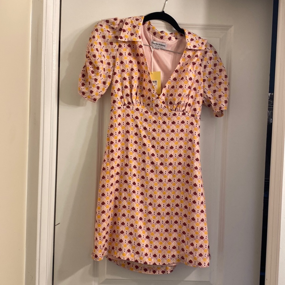 NWT- Never Been Worn Charlie Holiday Geometric print mini dress. size 2